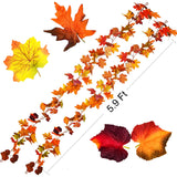 DearHouse 2 Pack Fall Garland Maple Leaf, 5.9Ft/Piece Hanging Vine Garland Artificial Autumn Foliage Garland Thanksgiving Decor for Home Wedding Fireplace Party Christmas (Orange)