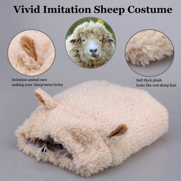 Onmygogo Funny Sheep Pet Costumes for Dog, Cute Furry Pet Wig for Halloween Christmas, Pet Clothing Accessories (Sheep, Size L)