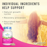 RidgeCrest Herbals Hair ReVive, Nutritional Hair Supplement with Vitamin C, Biotin (6000mcg), Zinc, and Copper, Hair Vitamins for Women to Support Healthy Hair, Skin, and Nails (120 Caps, 30 Servings)