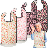 Bravace 4 Pack Adult Bibs for Women Washable Reusable Waterproof Clothing Protector with Detachable Crumb Catcher, Adult Bibs for Eating Bibs for Elderly Women and Men, Senior Citizen Feeding Bibs