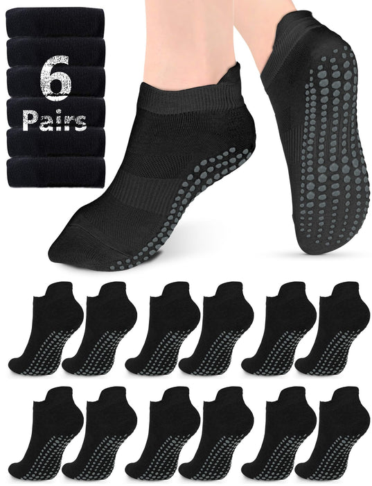 Pilates Grip Socks for Women Men Size 9-11 Yoga Socks Accessories Non Slip Grippy Socks Soccer Womens Hospital Barre Black Barefoot Socks Grippers Postpartum Essentials Non Skid Socks Elderly Gift 6BM