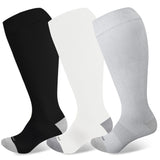 LEVSOX Wide Calf Compression Socks 20-30 mmhg Knee High Women and Men Graduated Compression Socks for Medical, Nursing, Atheletic, Improves Blood Circulation, White, Black, Grey