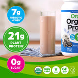 Orgain Organic Vegan Protein Powder, Cookies & Cream - 21g Plant Based Protein, 7g Prebiotic Fiber, Low Net Carb, No Lactose Ingredients, No Added Sugar, Non-GMO, For Shakes & Smoothies, 2.03 lb