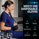 Hand-E Touch Black Nitrile Disposable Gloves X-Large, 200 Count - BBQ, Tattoo, Hair Dye, Cooking, Mechanic Gloves - Powder and Latex Free Gloves