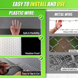 Plastic Wire Mesh Fence - Plastic Mesh 15.7IN x 19.6FT White Roll - Chicken Wire Mesh for Poultry, Animal Barrier, Floral, Gardening - Plastic Fence & Garden Netting Solution