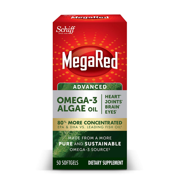 MEGARED Schiff Omega-3 Algae Advanced Heart Joints Brain Eyes 50ct