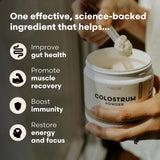 100% Pure Bovine Colostrum, 3rd Party Tested, Gut Health, Immunity, & Energy, 6-Hour Colostrum Powder Supplement, Non-GMO, 60 Servings