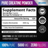 Creatine Monohydrate Micronized Powder 5000mg - 100% Pure Creatine Supplement, Unflavored Creatine Monohydrate Powder 5g, Support Muscle Building Creatine Mono Supplement, Keto Friendly - 60 Servings