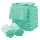 Microfiber Facial Cloths Fast Drying Washcloth 12 pack - Premium Soft Makeup Remover Cloths - Aqua Green