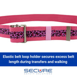 Secure Gait Belt for Seniors 60”, Pink Leopard - Quick Release Metal Buckle - Transfer Walking Gate Lift Assist Elderly PT Physical Therapy