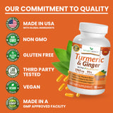 Natural Joint Support Supplement with Turmeric & Ginger – 90 Capsules