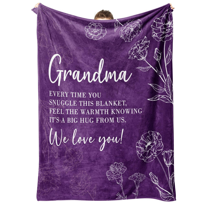 GiltGlimmer Grandma Gifts, Grandma Floral Blanket 50" x 60", Purple