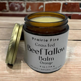 Prairie Fire Candles Beef Tallow Balm - 4 oz - Organic Grass Fed - Moisturizing Skin Care Orange