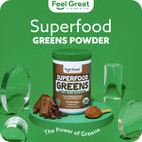 USDA Organic Super Greens Powder & Juice Mix - Mocha Chocolate Flavor - Probiotics & Digestive Enzymes to Support Gut Health & Bloating Relief - Superfoods to Boost Wellness & Immunity.