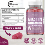 NEW AGE Biotin Gummies – Hair, Skin & Nails Gummies – 10,000 mcg - Supports Nail Strength and Healthy Hair - Non-GMO Supplement for Women, Men - Made in USA -120 Count