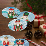 8 Pieces Christmas Nutcracker Diamond Coasters Kits with Holder DIY Christmas Nutcracker Diamond Art Coaster Coaster for Adults Diamond Kits Supplies for Holiday Christmas Gift