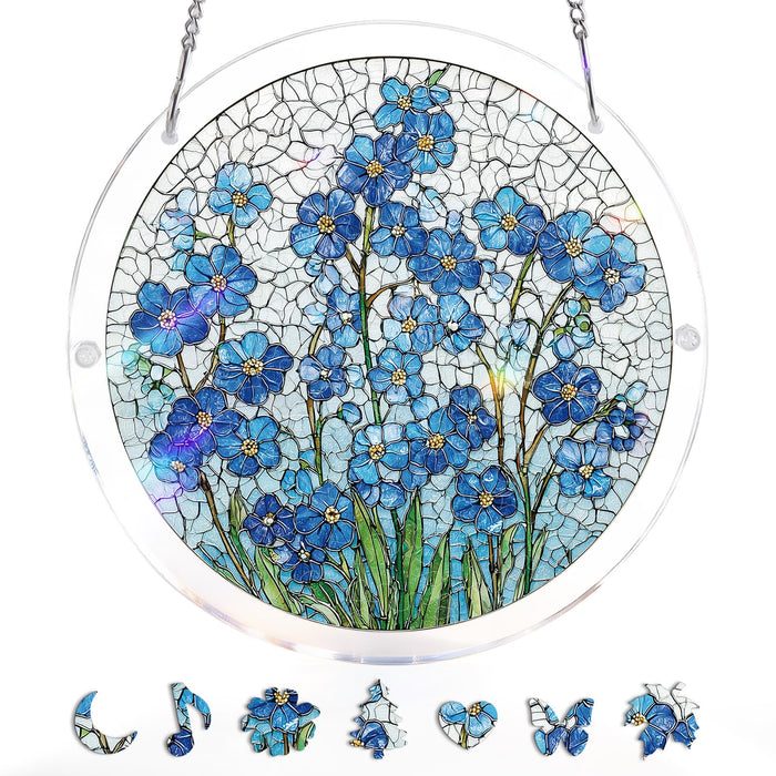 Acrylic Puzzle Suncatcher, Azure Bloom Whisper Sun Catchers Puzzle, DIY SunCatchers Puzzles Window Hanging, Home & Garden Decor, 8.9 in
