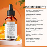 100% PURE VITAMIN C SERUM FOR FACE, Anti Aging Serum with Hyaluronic Acid (2 OZ)