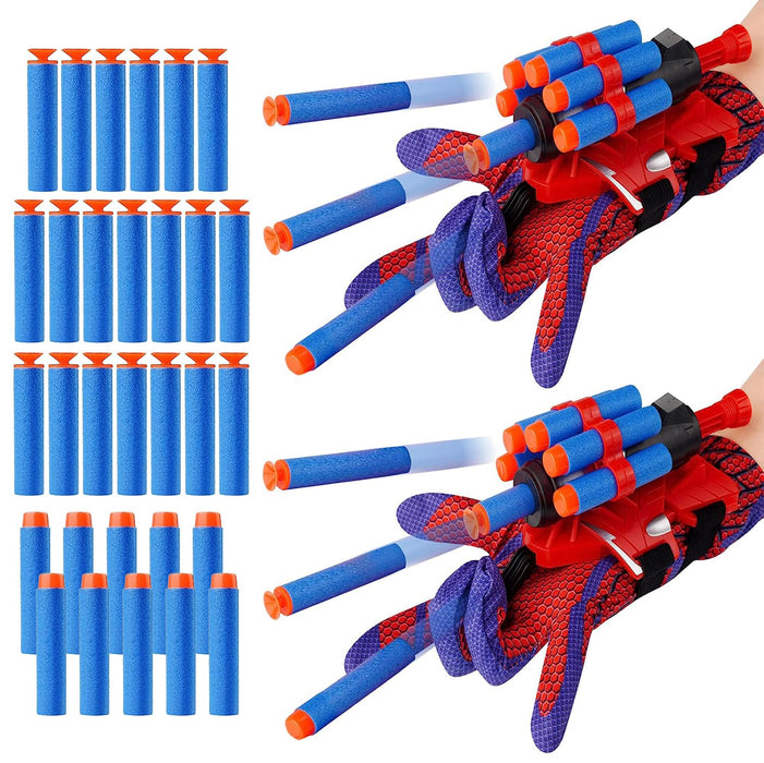 Set of 2 Spider Web Shooter Wrist Launcher Gloves - Halloween Decorations