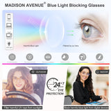 Madison Avenue Blue Light Blocking Glasses Anti Eyestrain UV Glare Blue Light Glasses for Women TV Phone Computer Gaming Eyeglasses (Black)