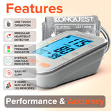 Konquest KBP-2704A Automatic Upper Arm Blood Pressure Monitor - Adjustable Cuff - Large Backlit Display - Irregular Heartbeat Detector - Tensiometro Digital…