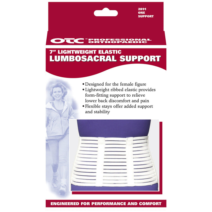 OTC Lumbosacral Support, 7-inch Lower Back, Lightweight Compression, Elastic, White, X-Large