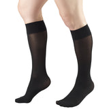 Truform Sheer Compression Stockings, 8-15 mmHg, Women's Knee High Length, 20 Denier, Black, Large