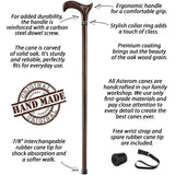 Asterom Walking Cane - Handmade Ergonomic, Canes for Men - Wooden Walking Cane, Walking Sticks for Seniors, Unique, Wood Canes (Walnut, 36 Inch)