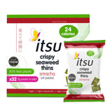 itsu Siracha Flavour Seaweed Thins | Crispy Seaweed Snacks | NEW Larger Pack (32 x 5g packs) | Vegan, Low Calorie, Healthy Snack, Seaweed Crisps