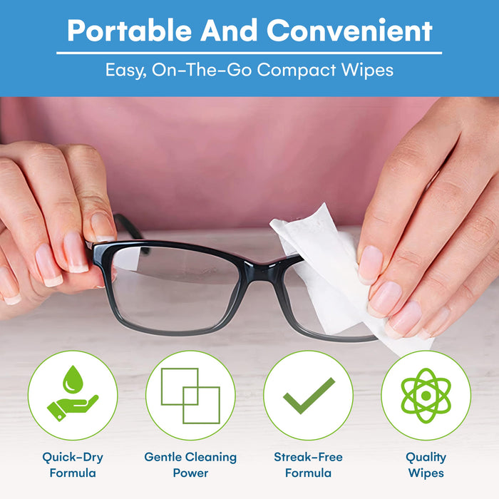 Care Touch Glasses Wipes, 400ct - Lens Cleaning Wipes for Eyeglasses, Eyeglass Individually Wrapped, Cleaner Lenses Glasses&Optical Lens, Disposable