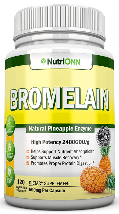 Bromelain - 500mg - 2400 GDU - 120 Vegetable Capsules - Pure Pineapple Enzyme Extract - Supports Digestion and Nutrient Absorption - Great for Recovery and Joint Health