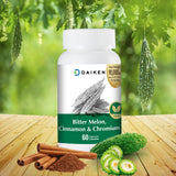 DAIKEN Bitter Melon, Cinnamon & Chromium, 90,000 mg Bitter Melon Equivalent Per Serving Extra Strength, 100% Vegetarian Bitter Melon Capsules with Cinnamon Chromium & Zinc, 60 Capsules