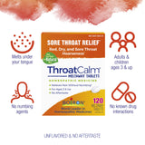 Boiron ThroatCalm Tablets for Relief of Sore Throat, Hoarseness, or Scratchy, Red, Dry Throat - 120 Count