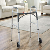 McKesson Folding Walkers with Wheels, Aluminum, 32 in to 39 in, 350 lbs Weight Capacity, 1 Count