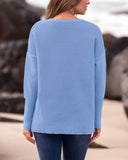 BTFBM Sweater for Women 2023 Cute Oversized Sweater Crew Neck Solid Christmas Sweater Pullover(Solid Light Blue,Medium)