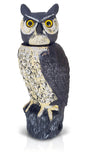 Dalen SOL-R Action Solar Fake Owl Decoy to Scare Birds Away from Gardens, Rooftops, and Patios - Safe and Humane, 18" 360º Rotating Head