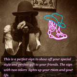 Manimo Cowboy Boot and Hat Neon Sign, LED Pink Cowgirl Boots Neon Sign Wall Decor, Pink Aesthetic Western Wall Art, USB Powered for Game Room Bedroom Party Bar Wedding Christmas Birthday Gift(13*15in)