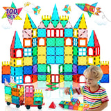 NVHH 100PCS Magnetic Tiles Blocks for Kids Ages 3-5 4-8,STEM Learning Educational Preschool Magnet Building Toys for Toddlers 1-3,Christmas Birthday Gifts Toys for 3 4 5 6 7 8+ Year Old Boys Girls