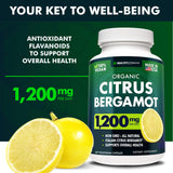 Citrus Bergamot 1200mg 60 Capsules - Natural Supplement with Pure High Potency Bergamot Extract