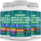 NEW AGE Eye Health Vitamins with Bilberry 6000mg Lutein & Zeaxanthin 40mg Lycopene 40mg Resveratrol 3000mg Grape Seed Extract 6000mg Astaxanthin - Eye Vitamin - 180 Count