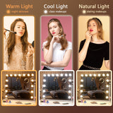 Hasipu Vanity Mirror with Lights, 22" x 18" Hollywood Lighted Makeup Mirror with 15 Dimmable Bulbs, 10X Magnification and USB Charging Port, Smart Touch 3 Colors Dimmable, 360° Rotation (Square)