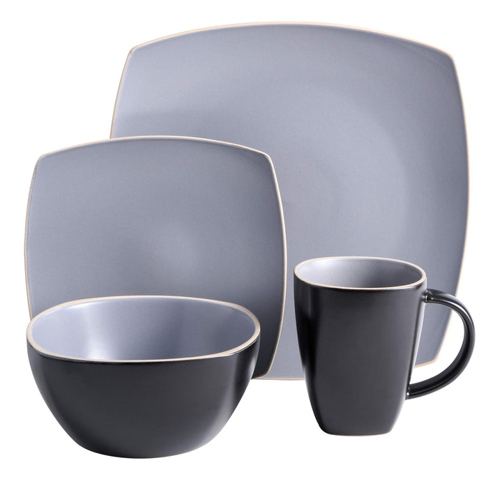 Gibson Elite Soho Lounge Dinnerware Set, Service for 4 (16pcs), Matte Gray