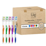 Urban Essentials Bulk Toothbrush Package with Covers | Premium Quality Individually Wrapped Colorful Tooth Brush Pack | Extra Soft Toothbrush Having Hygienic Cap with Ergonomic Handle (250 Pack)