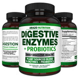 Digestive Enzymes with Probiotics - Multi Enzyme Nutritional Supplement - Acidophilus Bromelain Papaya Papain Lipase & Lactase - Improve Digestion - 120 Pills - Arazo Nutrition