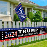 Trump 2024 Flag 3 x 5 FT & 1.6 x 9.8 FT Trump Flag Set for Indoor and Outdoor Banner Flags - 2024 Take America Back Colored Pattern Trump Flag (2pcs)