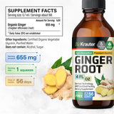 Ginger Root Tincture - Organic Ginger Root Extract - Natural Ginger Supplements for Overall Wellness - Alcohol and Sugar Free - Vegan Drops 4 Fl.Oz.