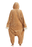 DELEY Unisex Adult Sloth Onesie Pajamas, Flannel Animal One Piece Costume Sleepwear Halloween Cosplay Homewear Brown Khaki