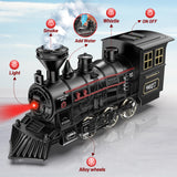 Hot Bee Train Set - Metal Train Toys with Luxury Tracks and Glowing Passenger, Christmas Train Sets for Around The Tree with Smokes, Lights & Sound, Toy Train Set for 3 4 5 6 7+ Years Old Boys Gifts