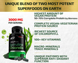 Organic Chlorella & Spirulina Powder Capsules – 3000 mg of Blue-Green Algae – Raw, Vegan Superfood – 100% Pure, Made in the USA