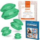 LURE Essentials Edge Cupping Therapy Set - Cupping Kit for Massage Therapy - Silicone Cupping Set - Massage Cups for Cupping Therapy (Set of 4, Green)